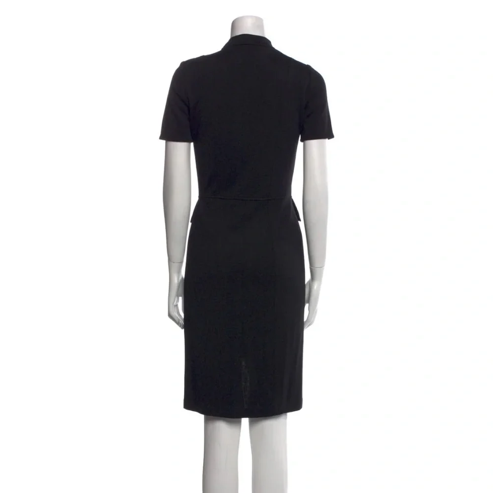 St. John Milano Military Black Button Midi Dress Short Sleeve, Size 6 - Picture 4 of 11